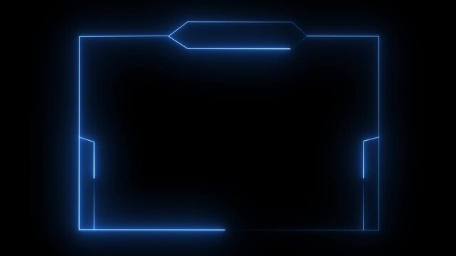 Neon Futuristic Live Stream Webcam Overlay Frame on Black Background