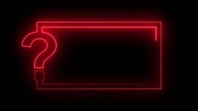 Red Neon Question Mark Frame Animation on Black Background