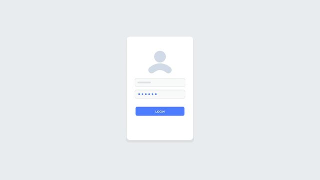 Flat design login form animation with username, password fields and successful authentication button
