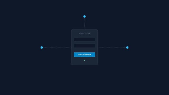 Digital authentication interface showing secure login process with authorized access status animation