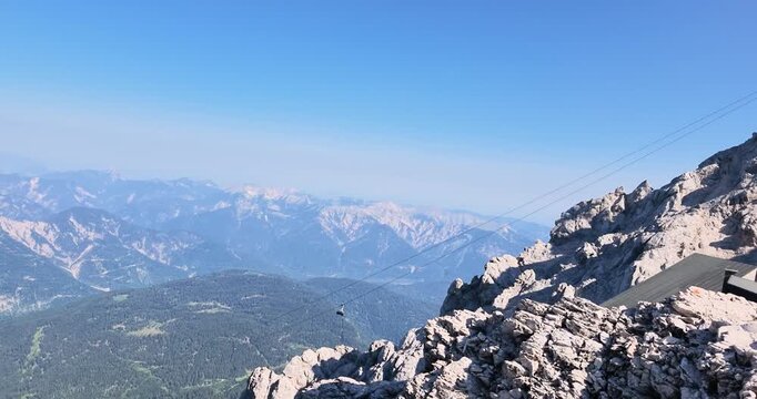 Hikers on Zugspitze via ferrata on the Gatterl route