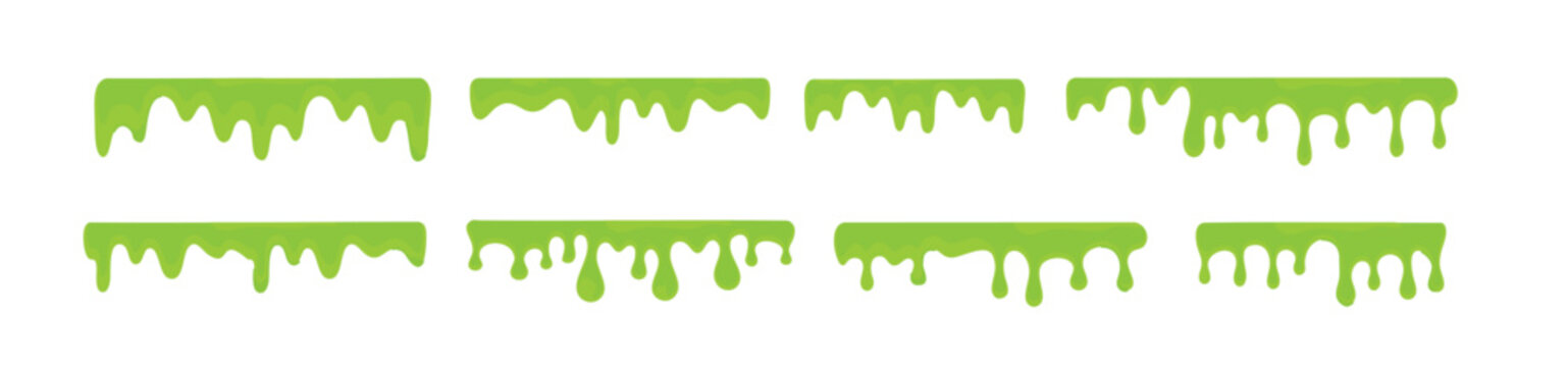 Green Slime Dripping Borders and Gooey Liquid Divider Collection