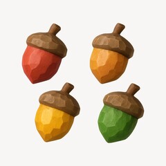 Fototapeta premium Colorful polygonal acorn illustration.