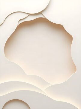 Luxury Ivory Paper Cut Layers with Sculptural Architectural Curves Abstract Background