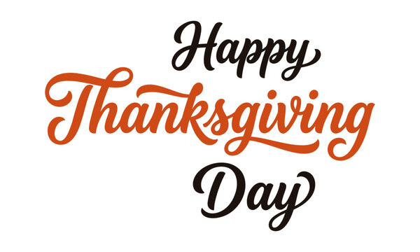 Happy Thanksgiving Day typography vector design with black and orange script lettering
