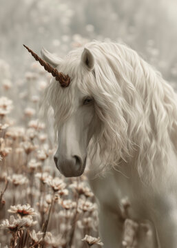 Majestic unicorn standing in fairytale landscape, Real white unicorn digital background, Realistic unicorn horse clipart cut out, Magic fairy animal Digital backdrop
