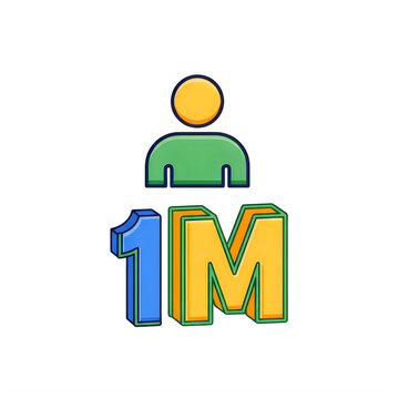 One million followers icon with a person symbol in pixel art