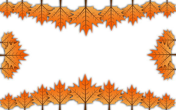 Full Frame Autumn Maple Leaves Rectangular Border Vector PNG