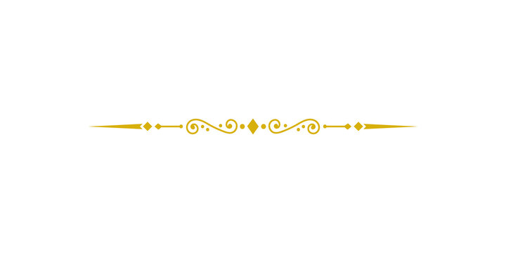 Elegant gold vintage decorative divider isolated on transparent background