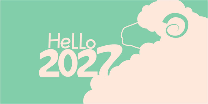 2027 New year illustration. Hello new year, New year greeting design banner. Vector illustration.