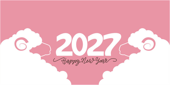 2027 New year illustration. Hello new year, New year greeting design banner. Vector illustration.