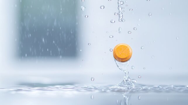 Vitamin Effervescent Tablet and Glass of Water Time lapse of an effervescent tablet dissolving in water, white background, visualizes the quick and easy preparation