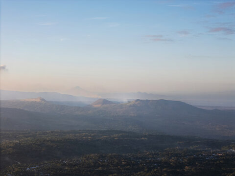 Mountain volcano landscape aerial view in Nicaragua