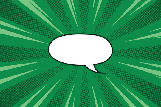 Green radial burst background empty comic caption