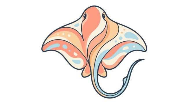 Stylized artistic illustration of a stingray with colorful abstract patterns and soft pastel tones on white background