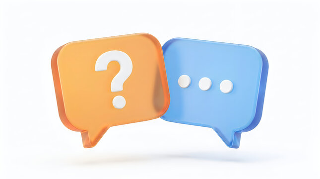 Orange question mark and blue ellipsis chat bubbles