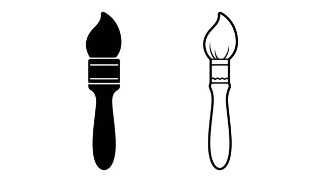 Two Paintbrushes: A pair of paintbrushes, one solid black silhouette and the other outlined in black, represent artistic tools for creation.