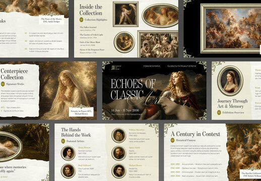 Vintage Presentation Template in Elegant Classical Style for History Lesson & Retro Slideshow Layout