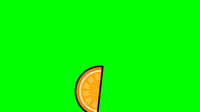Animated Orange Slice Loading Graphic with Green Screen Background