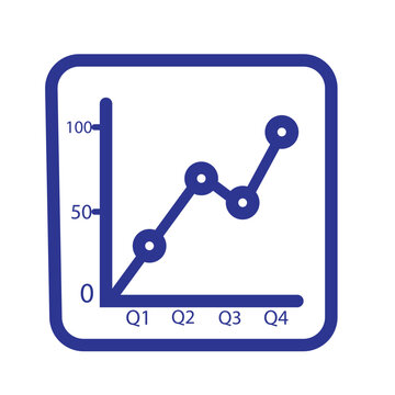 Quarterly performance line chart icon with q1 q2 q3 q4 timeline vector illustration for business quarterly profit statistics data analysis design