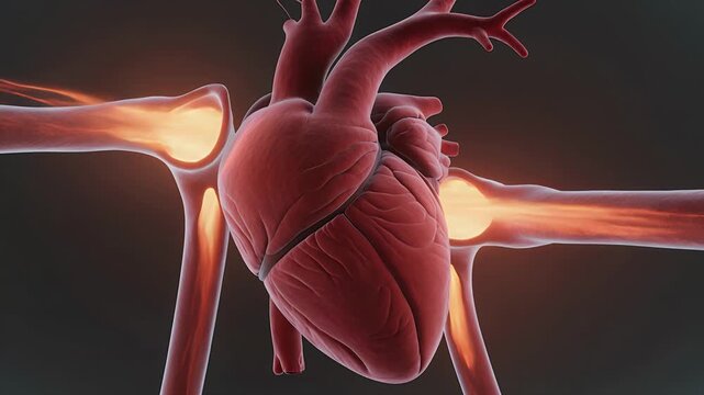 Heart, human and anatomy with blood flow, artery and medical cardiology. Organ, health and veins with science, circulation and biological system for surgery, healthcare education and hospital