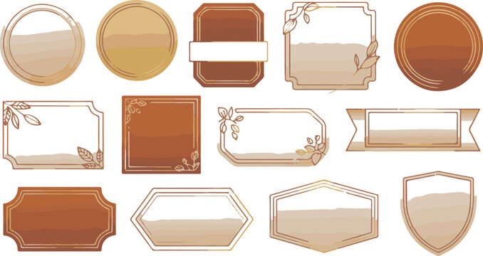 Various autumn-themed vintage frames and labels collection.