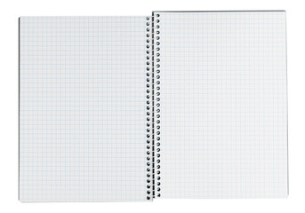 Fototapeta premium Open empty graph journal spread background symbolizing project management, precise calculations, tracking or office routine. Blank checkered notes representing structure and workflow layout