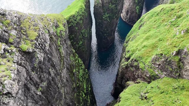 Geituskoradrangur Sea Stack on the Coast of V&aacute;gar, Faroe Islands