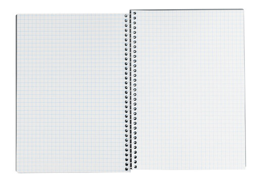 Open empty graph journal spread background symbolizing project management, precise calculations, tracking or office routine. Blank checkered notes representing structure and workflow layout
