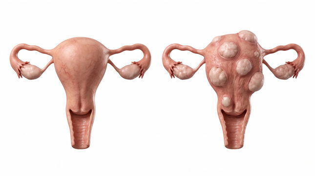 Healthy Uterus Compared with Uterine Fibroids and Myoma