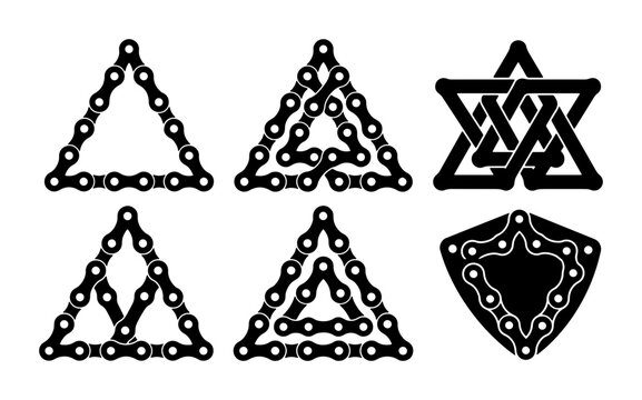 Bicycle Chain Geometric Shapes, Abstract Symbols, Industrial Design Elements, Vector Art Collection