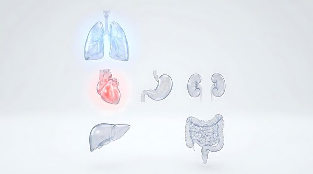 Human internal organ models on light background