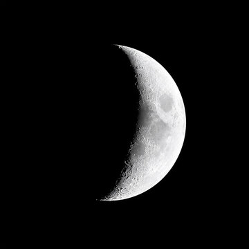 Crescent Moon Against a Black Background