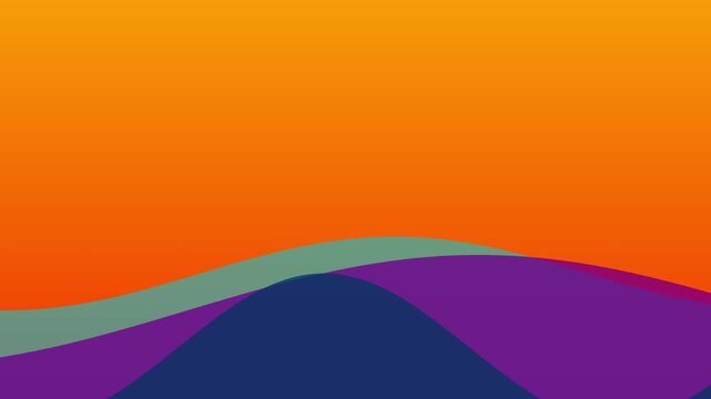Minimalist colorful vector waves flowing smoothly across a vibrant warm orange background