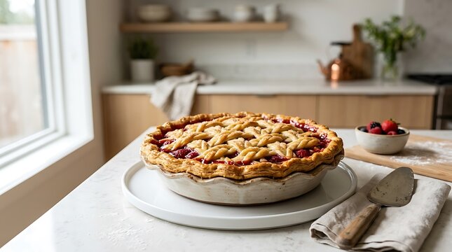 apple pie on a wooden table