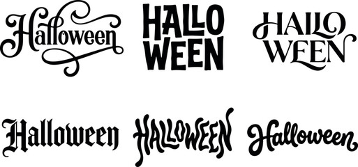 Obraz premium A spooky and delightful collection of halloween typography designs featuring various styles and fonts perfect for seasonal decorations and graphic projects