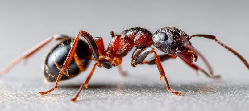 Closeup ant walking. Generative video AI technology.	
