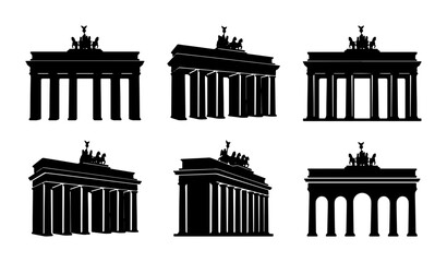 Brandenburg Gate Silhouette Collection, Iconic Berlin Landmark Vector Icons, German Architecture Symbols, Historical Monument Graphics, Travel Landmark Set © Sadia