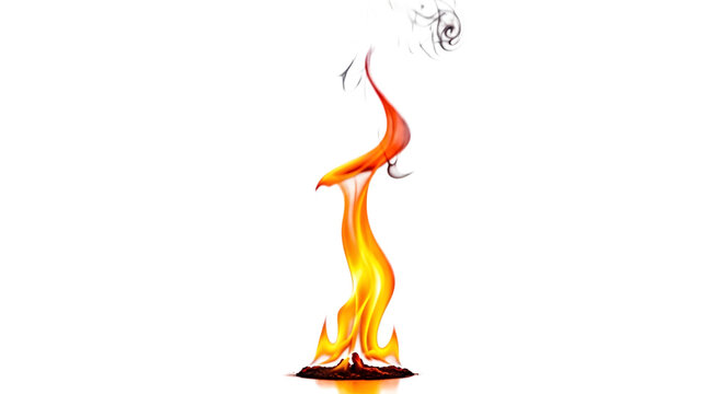 A vibrant and realistic depiction of a fiery flame effect beautifully isolated on transparent background