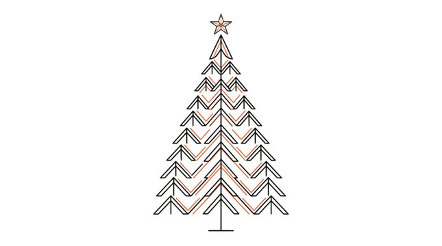 Minimalist Christmas tree icons, modern geometric conifer illustration, abstract Xmas fir trees, winter holiday vector logo, decorative pine branches