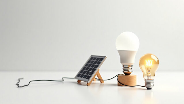 Sustainable Lighting Setup with LED and Incandescent Bulbs