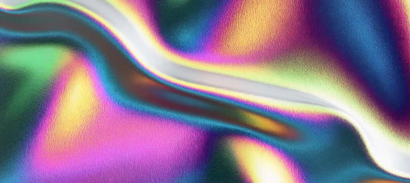 Colorful iridescence holographic spectrum wave flow background. Generative video AI technology.	
