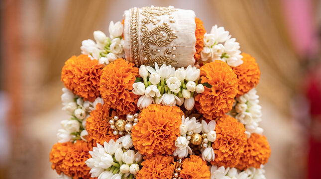 Indian Wedding Garland Arrangement for Bridal Floral Styling and Event Decor