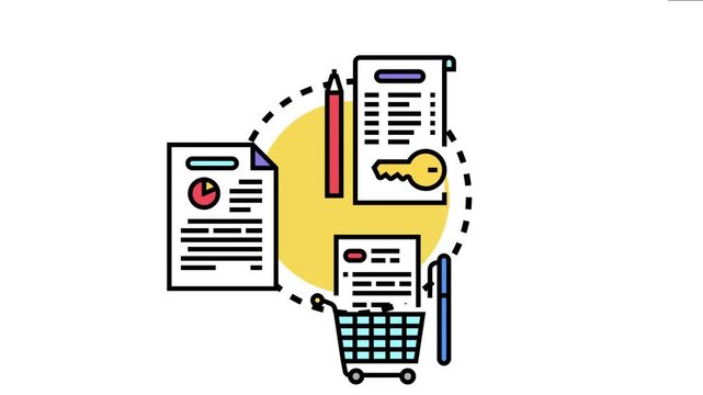 Business license agreement concept defining legal terms, commercial compliance, and market access through official documentation and key procurement, ensuring proper trade setup