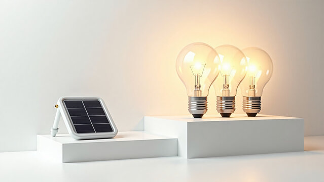 LED Bulb and Solar Panel Symbolizing Energy Efficiency