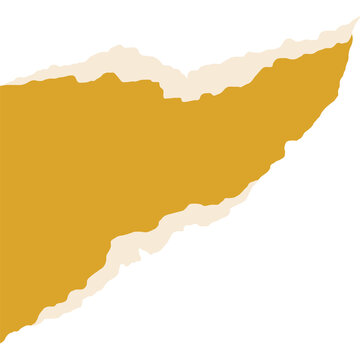 Minimalist golden mustard ripped paper element with organic deckle edges