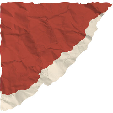 Deep red wrinkled paper with ripped cream border showing aged texture for vintage overlay