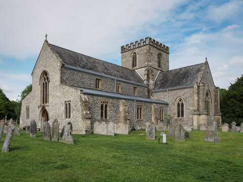 The historic 11th century Church of St Mary the Virgin and churchyard in Great Bedwyn, Wiltshire, UK