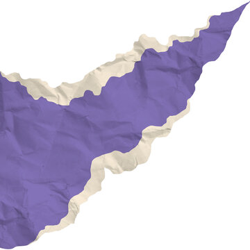 Textured purple crumpled paper scrap with jagged torn edges