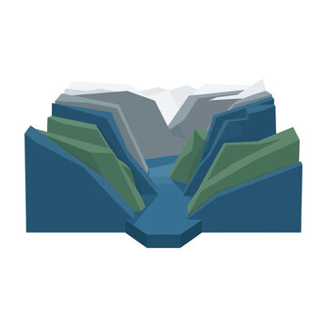 River valley geological cross section vector illustration showing rock and water layers with earth science underground landscape mountain environment topography structure hydrography template